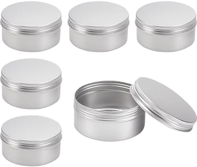 Dailygoods- Aluminium Blikjes 200 ml - 6 Stuks - Schroefdeksel - Duurzaam Aluminium - Ronde Blikjes - Voor Specerijen en Knutselbenodigdheden - Opbergblikjes
