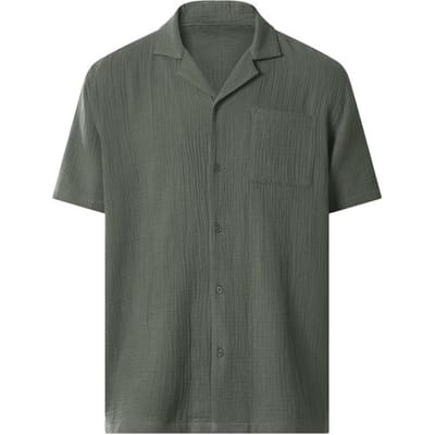 ESMARA MEN Heren mousseline overhemd (Groen, XL)