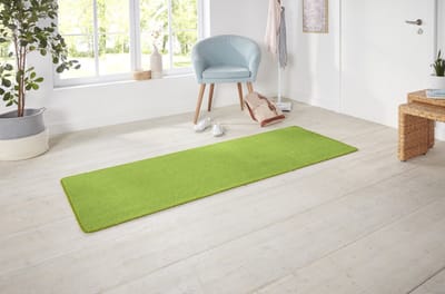 Flycarpets Loper Laagpolig Effen Uni Vloerkleed - Nasty - Groen 80x150 cm