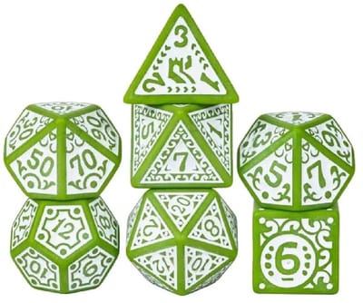 Lapi Toys - Dnd dobbelstenen - DnD dice set - Incl. dice bag - Acryl - Groen