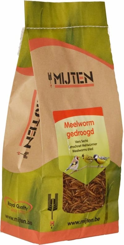 Mijten Gedroogde Meelwormen - Vogelvoer Tuinvogels - Eiwitrijk Insectenvoer - Buitenvogels Wintervoer - Natuurlijk - 3.5liter