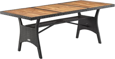 Weerbestendige Tuin Tafel van Acaciahout en Polyrotan 190x90cm