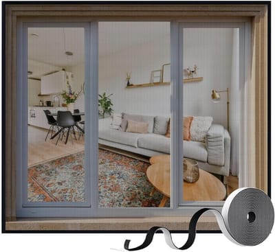 Raamhor Zelfklevend - Vliegenraam Horrengaas - Insecten Buiten Houden - Scheurvast Polyester Gaas - 50x165cm - Zwart