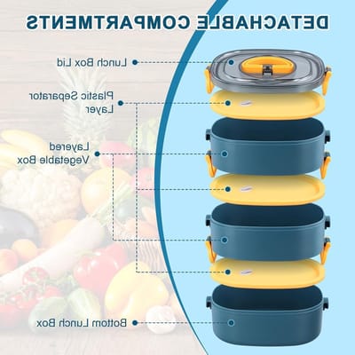 Lunchbox 3-in-1 met Bestek, 2800ml, Heatable en Lekvrij, Ideaal voor School en Kantoor, BPA-vrij en Luchtdicht, Perfect voor Maaltijden en Snacks