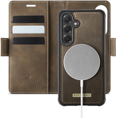 Solidenz Luxe 2-in-1 Wallet Hoesje geschikt voor Samsung Galaxy S24 - Geschikt voor MagSafe Hoes - Afneembare Case - Bruin