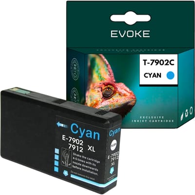Evoke Compatibele Inkt voor Epson T7902 C13T79024010 Cyaan 25 ml 2000 Pagina's Workforce Pro Wf-4630Dwf 4640Dtwf 5110Dw 5190Dw 5620Dwf 5690Dwf