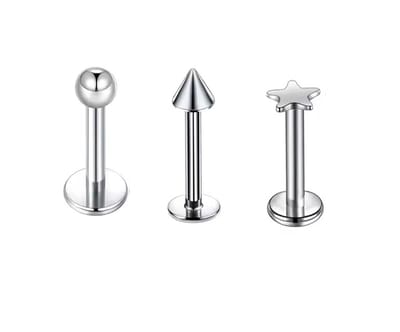 WeLoveSilver - zilverkleurige chirurgisch stalen piercing set - bolletje, punt en ster
