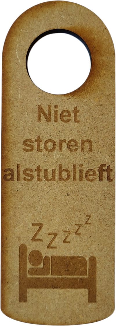 Djemzy - deur bordje - deurhanger - kamer schoonmaken alstublieft - niet storen alstublieft - dubbelzijdig - laser gegrafeerd hout - 6 mm mdf