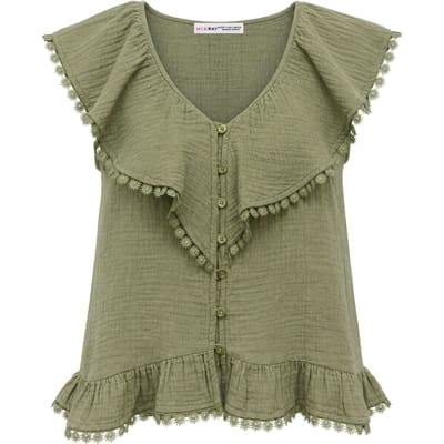 Katoenen V-hals Mouwloze Blouse