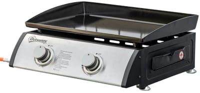Gasbarbecue - Tafelmodel Gasbarbecue en Gasgrill - 2 Branders - 6 kW - met Slang, Drukregelaar, Vetopvangbak, Antiaanbaklaag, RVS Grillplaat - 48,5 x 48 x 21 cm - Zilver