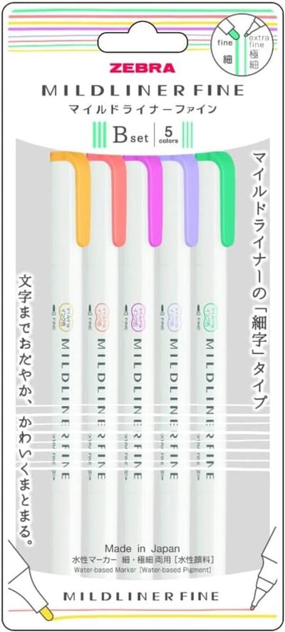 Zebra Mildliner Fine 5 Color Set B - WYT9-5C-B - Limited Edition