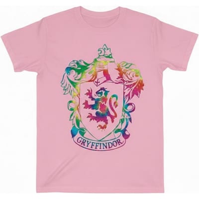 Harry Potter Meisjes Gryffindor Crest Tie Dye Ingevuld Katoenen T-Shirt (Baby Roze)