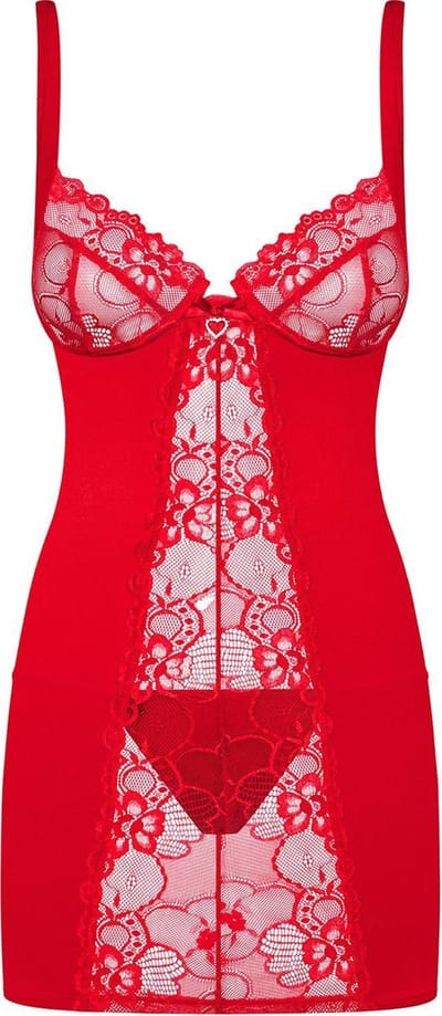 Heartina Negligé Met String - Rood