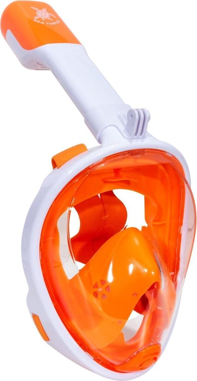 Sea Turtle Snorkelmasker - Snorkel - Duikbril - Snorkelset - Full Face Masker - Volwassenen - Wit/Oranje - L/XL