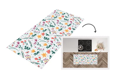 Keukenloper - Loper keuken - Patronen - Bloemen - Bladeren - 120x50 cm - Keukenloper vinyl