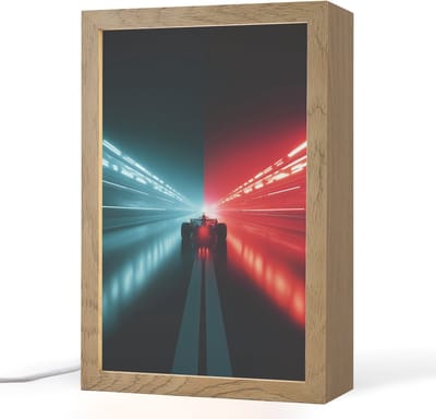Nachtlampje 20x30 cm - Kinder lampje - Raceauto - Rood - Blauw - Snelheid - Tafellamp kinderkamer - Slaapkamer lamp - Bedlamp kinderen - Kinderlampje stopcontact - Wandlamp babykamer - Nachtlampjes