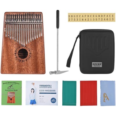 GECKO K17M 17 touches Kalimba pouce Piano Mbira acajou bois massif avec sac de transport mallette de rangement Tuning black