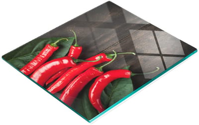 Decoratieve glazen snijplank voor chilipepers, 60x52 cm