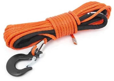 Oranje Synthetische UTV/ATV Lier Touw met Clevis Hook en Beschermende Mouw - 50 FT