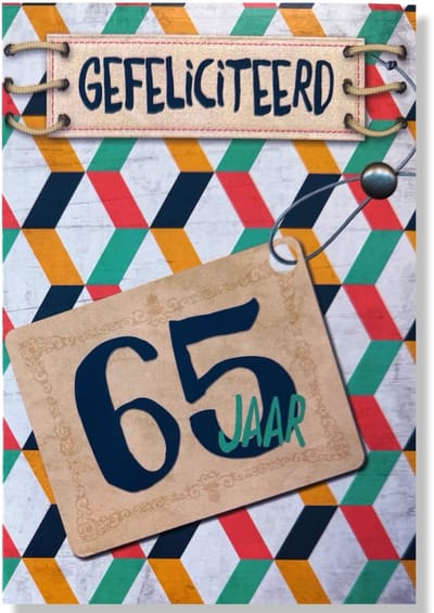 Hoera 65 Jaar! Luxe verjaardagskaart - 12x17cm - Gevouwen Wenskaart inclusief envelop - Leeftijdkaart