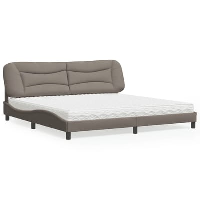 vidaXL - Bed - met - matras - "Hvar" - stof - taupe - 200x200 - cm