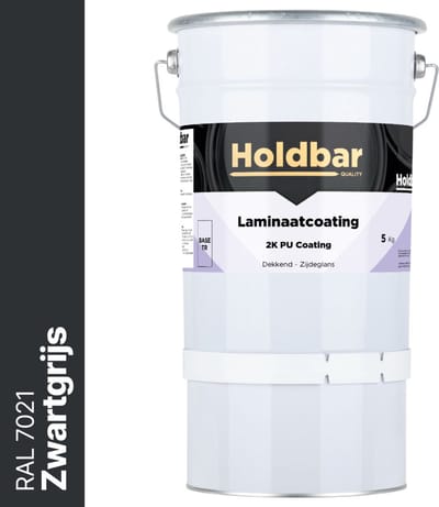 Holdbar Laminaatcoating Zwartgrijs (RAL 7021) 5 Kg - Laminaat Verf - Vloerverf - Alle Kleuren - Krasvast - UV-bestendig - Vergeelt niet - Gemakkelijk Schoonmaken - 2 Componenten