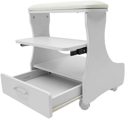 Seth Select Pedicure Kruk met Wielen – Verrijdbare Pedicure Voetensteun – Voetbad Kruk voor Salon, Spa & Manicure - Wit