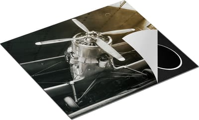 Chefcare Inductie Beschermer Oud Vliegtuig in een Hangar - Zwart Wit - 60x50 cm - Afdekplaat Inductie - Kookplaat Beschermer - Inductie Mat