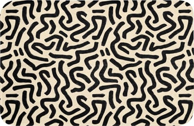WC mat 60x40 cm - Antislip - Abstract - Lijnen - Zwart - Toiletmat - Vloermat - Douchemat - Toilet tapijt - Toiletmatten