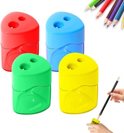 4-Pack Plastic Puntenslijpers - Puntenslijpers met vloeistofreservoir - Handmatige kleur puntenslijpers - Draagbaar voor kinderen - Geschikt voor studenten, scholen, thuis, kantoorbenodigdheden