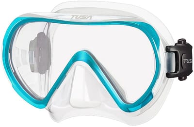 TUSA INO Duikmasker voor Volwassenen – Compact snorkelmasker met single lens en hypoallergene siliconen skirt, comfortabel en eenvoudig in gebruik – Transparant/Oranje – M1011 OG
