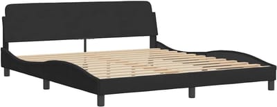 Bedframe Fluweel - Tweepersoonsbed Frame - Slaapkamer Meubel - Stevig Hoofdeinde - 180x200 cm - Zwart