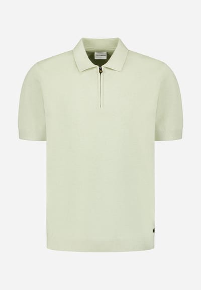 No Excess Pullover short sleeve polo zip mela green