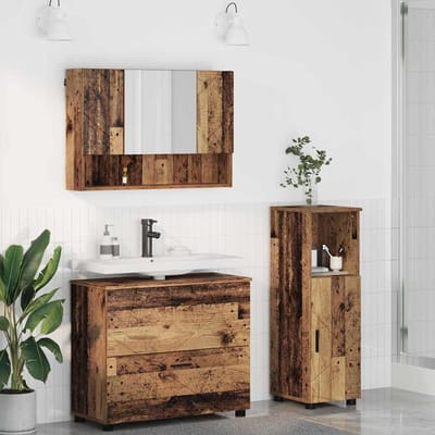 vidaXL - Badkamermeubel - Set - 3 - pcs - Oud - Hout - Samengesteld - Hout - en - Metaal