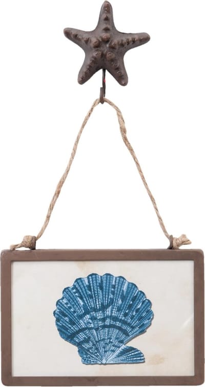 Clayre & Eef Schilderij 63717 15*3*30 cm - Blauw Ijzer Muurdecoratie Wanddecoratie