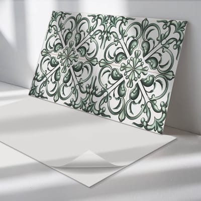 Wallfluent Vinyl Wandpaneel - Plantenpatroon in symmetrie Zelfklevende Wandbekleding - 100 cm x 50 cm - Groente Vinyl Wandpaneel - 1 stuk - Rechthoekig Wandbekleding Vinyl - Texturen Wandpaneel - Wandpaneel PVC - Wandpaneel Keuken en Badkamer