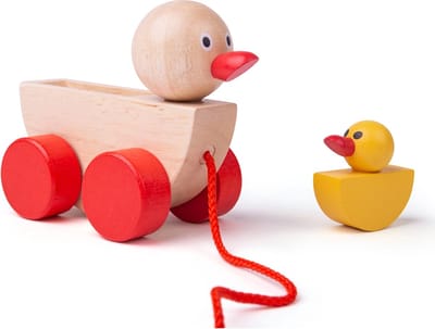 Bigjigs Wooden Pull Animal Duck with Chick