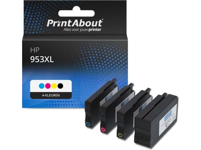 PrintAbout huismerk Inktcartridge 953XL (3HZ52AE) 4-kleuren Multipack Hoge capaciteit Geschikt voor HP