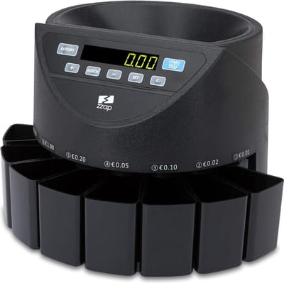 Munttelmachine met LED-Scherm – Digitale Spaarpot met Teller – 240V – Spaarpot Kluis – 300 Munten per Min – 8 Verzamelboxen – Muntenteller – Muntsorteerder - Zwart