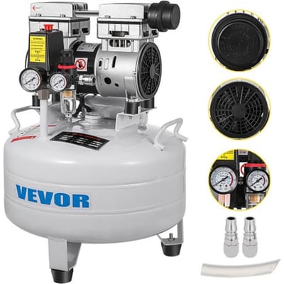VEVOR Luchtcompressor Olievrije Pomp Draagbaar 850 W Bandenpomp Olievrije 8 Bar Olievrije Draagbare Luchtcompressor Is De Perfecte Eenheid Voor Al Uw Inflatiebehoeften Schilderen Van Plaatstaal Enz