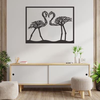 Wanddecoratie Flamingo - Muurdecoratie Flamingo - Muurdecoratie Hout - Wanddecoratie Hout - Muurdecoratie Woonkamer - Wanddecoratie Woonkamer - Wanddecoratie Industrieel - Wanddecoratie Dieren - Home Decor - Wall Line Art - 78 x 59 cm