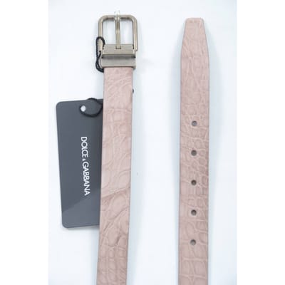 Dolce & Gabbana Mannen Beige Exotisch Huid Goud Gesp Leren Riem