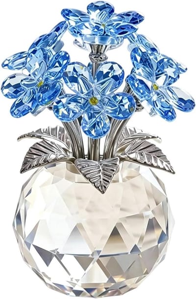 Bloemen Boeket Sculptuur - Aandenken Ornament - Huis Verfraaien - Realistisch Ontwerp - 13.5 x 11 x 11 cm - Blauw