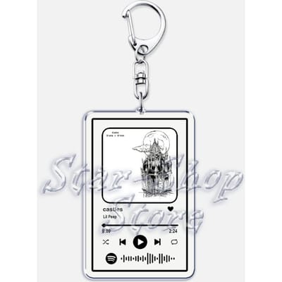 Zanger Lil Peep Sleutelhanger voor Dames Accessoires Sterren Kopen Beamer Jongen Muziek Afspeellijst Code Sleutelring Sieraden Vrienden Fans Cadeaus white