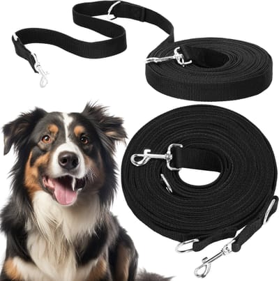 Springos Trainingslijn -Hondenriem - Looplijn - Hondenlijn - 10 M - Tot 15 Kg - Zwart