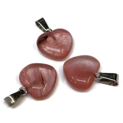 Aramat Jewels | Hangers | Watermeloen Kwarts Hartjes Hanger | | | |15mm | Staal | Volwassenen | Verkleurd niet