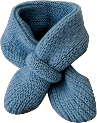 Warme Gebreide Wintersjaal Voor Baby's En Peuters Zachte Effen Halsdoek Voor Jongens En Meisjes 2026 Cadeau Voor Het Koude Seizoen Blauw