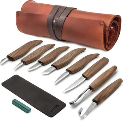 Luxe houtsnijset voor houtbewerking - Complete set met snijgereedschap en leren tas