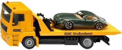 SIKU 2722, Sleepwagen, schaal 1:55, metaal/kunststof, geel, originele functies, incl. speelgoedauto