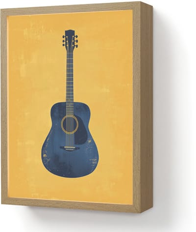 Wandlamp 30x40 cm - Oplaadbaar - Gitaar - Akoestisch - Geel - Minimalistisch - Wandlampen binnen woonkamer - Slaapkamer lamp - Decoratieve nachtlamp - Vloerlamp draadloos